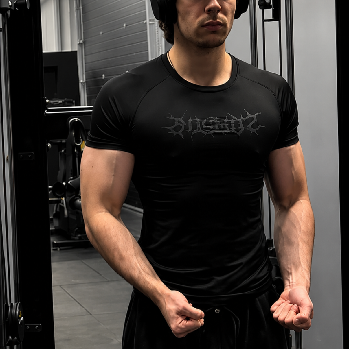 STIMULUS-Prickled Cross Compression T-Shirt